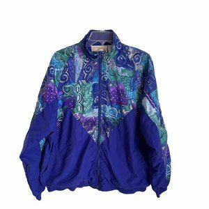 Vtg Solare Sporta Blue Windbreaker Full Zip Jacket 80's